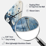 white and blue Fields of Wildflower Beauty - Asymmetric Metal Wall Clock