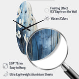 white and blue Fields of Wildflower Beauty - Asymmetric Metal Wall Clock