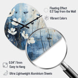 white and blue Fields of Wildflower Beauty - Asymmetric Metal Wall Clock