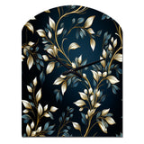 Gold And Blue Royal Botanical Vines - Asymmetric Metal Wall Clock