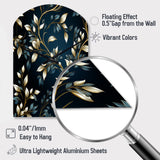 Gold And Blue Royal Botanical Vines - Asymmetric Metal Wall Clock