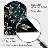 Gold And Blue Royal Botanical Vines - Asymmetric Metal Wall Clock