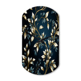 Gold And Blue Royal Botanical Vines - Asymmetric Metal Wall Clock