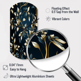 Gold And Blue Royal Botanical Vines - Asymmetric Metal Wall Clock