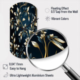 Gold And Blue Royal Botanical Vines - Asymmetric Metal Wall Clock