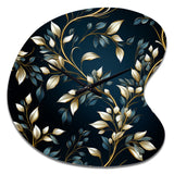 Gold And Blue Royal Botanical Vines - Asymmetric Metal Wall Clock