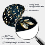 Gold And Blue Royal Botanical Vines - Asymmetric Metal Wall Clock