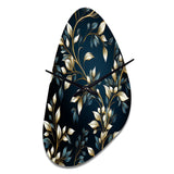 Gold And Blue Royal Botanical Vines - Asymmetric Metal Wall Clock