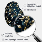 Gold And Blue Royal Botanical Vines - Asymmetric Metal Wall Clock