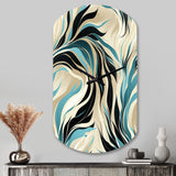 Teal And Cream Natures Whispers - Asymmetric Metal Wall Clock