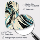 Teal And Cream Natures Whispers - Asymmetric Metal Wall Clock