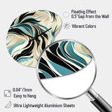 Teal And Cream Natures Whispers - Asymmetric Metal Wall Clock