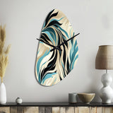 Teal And Cream Natures Whispers - Asymmetric Metal Wall Clock