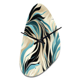Teal And Cream Natures Whispers - Asymmetric Metal Wall Clock