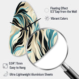 Teal And Cream Natures Whispers - Asymmetric Metal Wall Clock