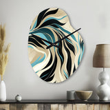 Teal And Cream Natures Whispers - Asymmetric Metal Wall Clock