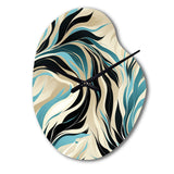 Teal And Cream Natures Whispers - Asymmetric Metal Wall Clock