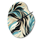 Teal And Cream Natures Whispers - Asymmetric Metal Wall Clock
