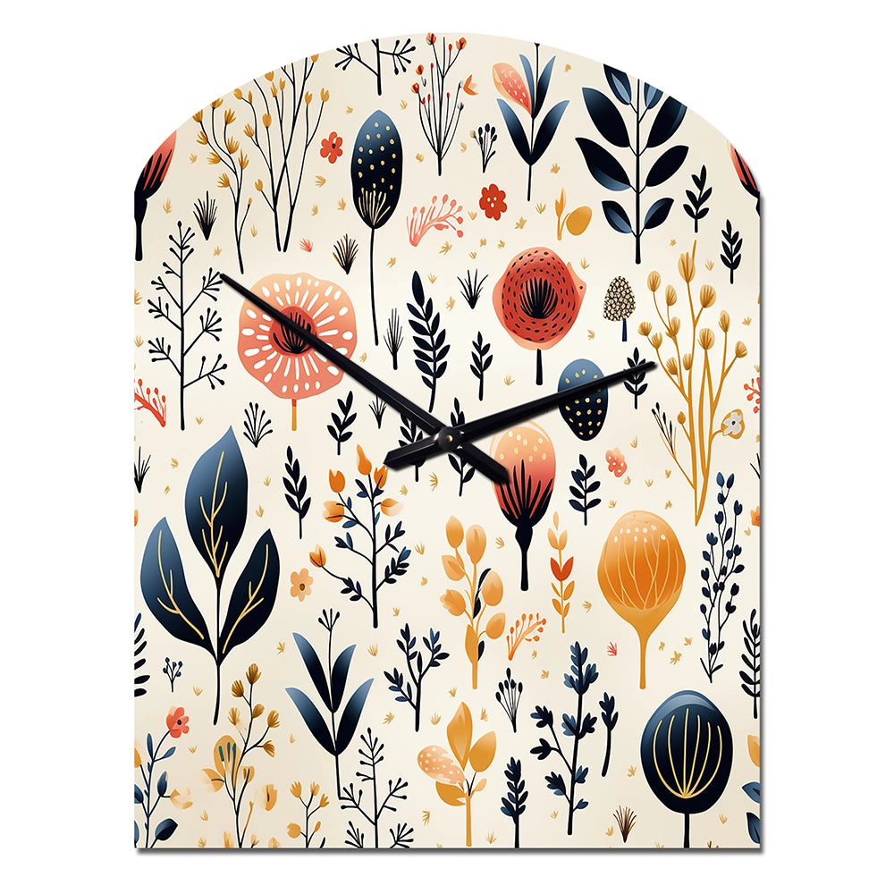 Love In The Wild Coral And Beige Flower - Asymmetric Metal Wall Clock