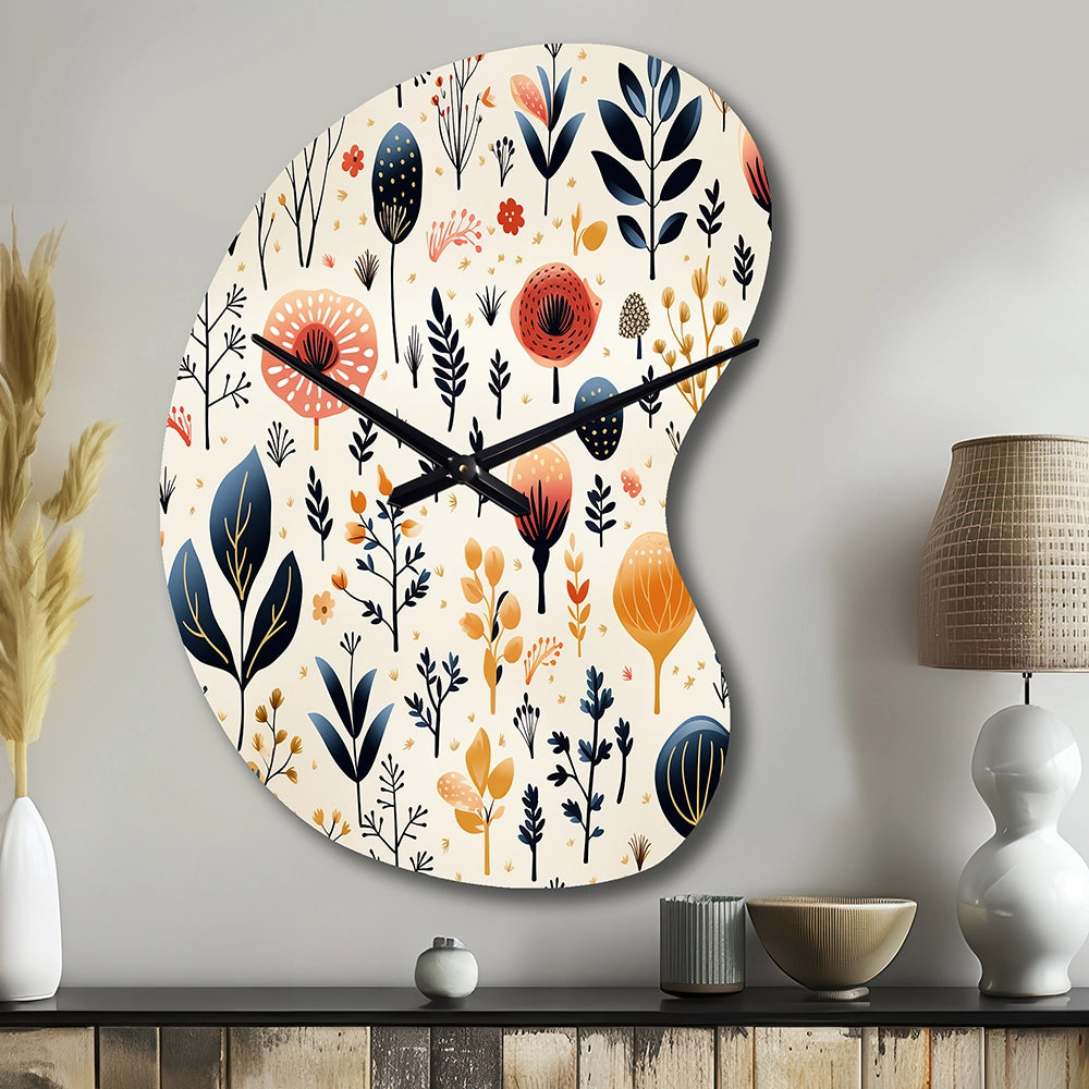 Love In The Wild Coral And Beige Flower - Asymmetric Metal Wall Clock