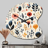 Love In The Wild Coral And Beige Flower - Asymmetric Metal Wall Clock