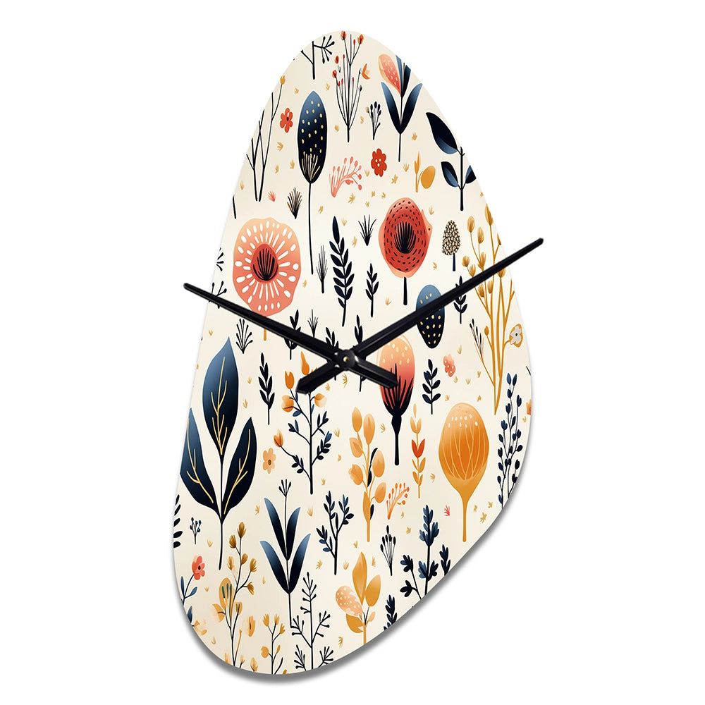 Love In The Wild Coral And Beige Flower - Asymmetric Metal Wall Clock