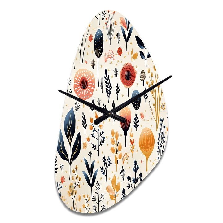 Love In The Wild Coral And Beige Flower - Asymmetric Metal Wall Clock