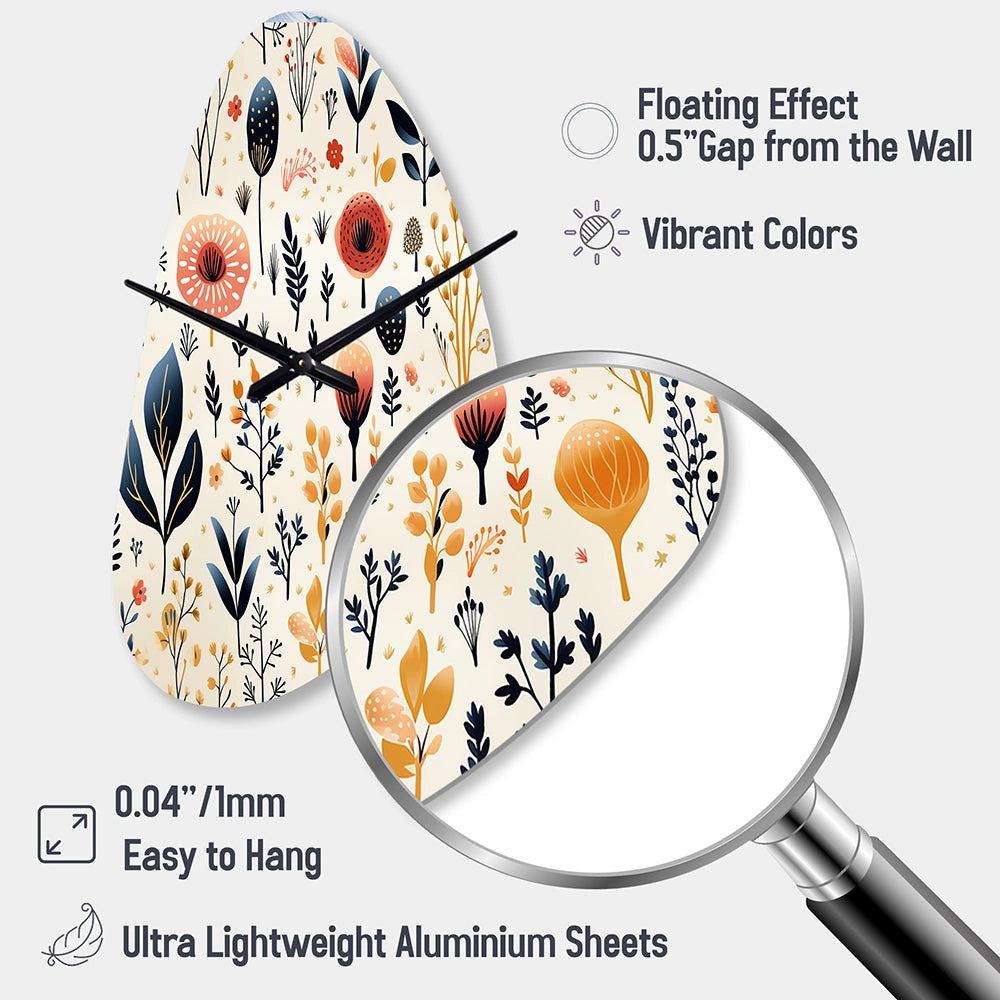 Love In The Wild Coral And Beige Flower - Asymmetric Metal Wall Clock