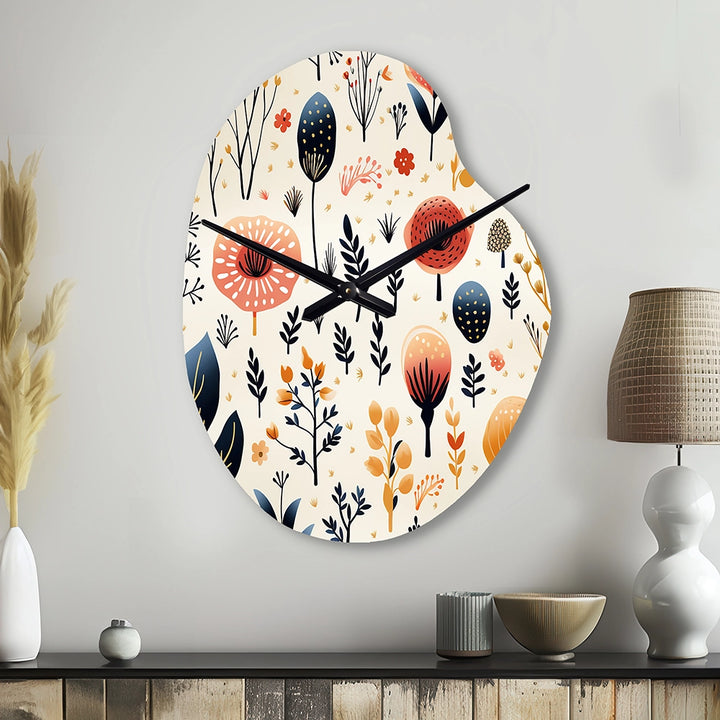 Love In The Wild Coral And Beige Flower - Asymmetric Metal Wall Clock