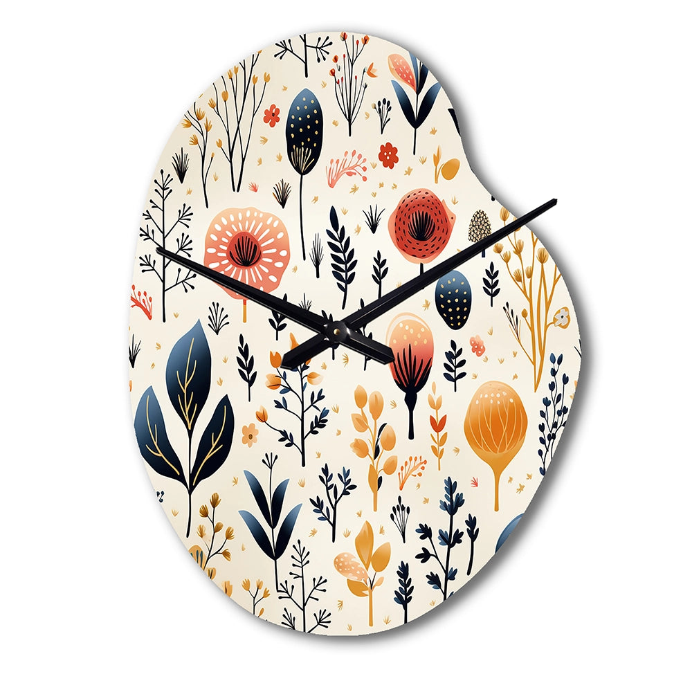 Love In The Wild Coral And Beige Flower - Asymmetric Metal Wall Clock