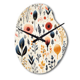 Love In The Wild Coral And Beige Flower - Asymmetric Metal Wall Clock