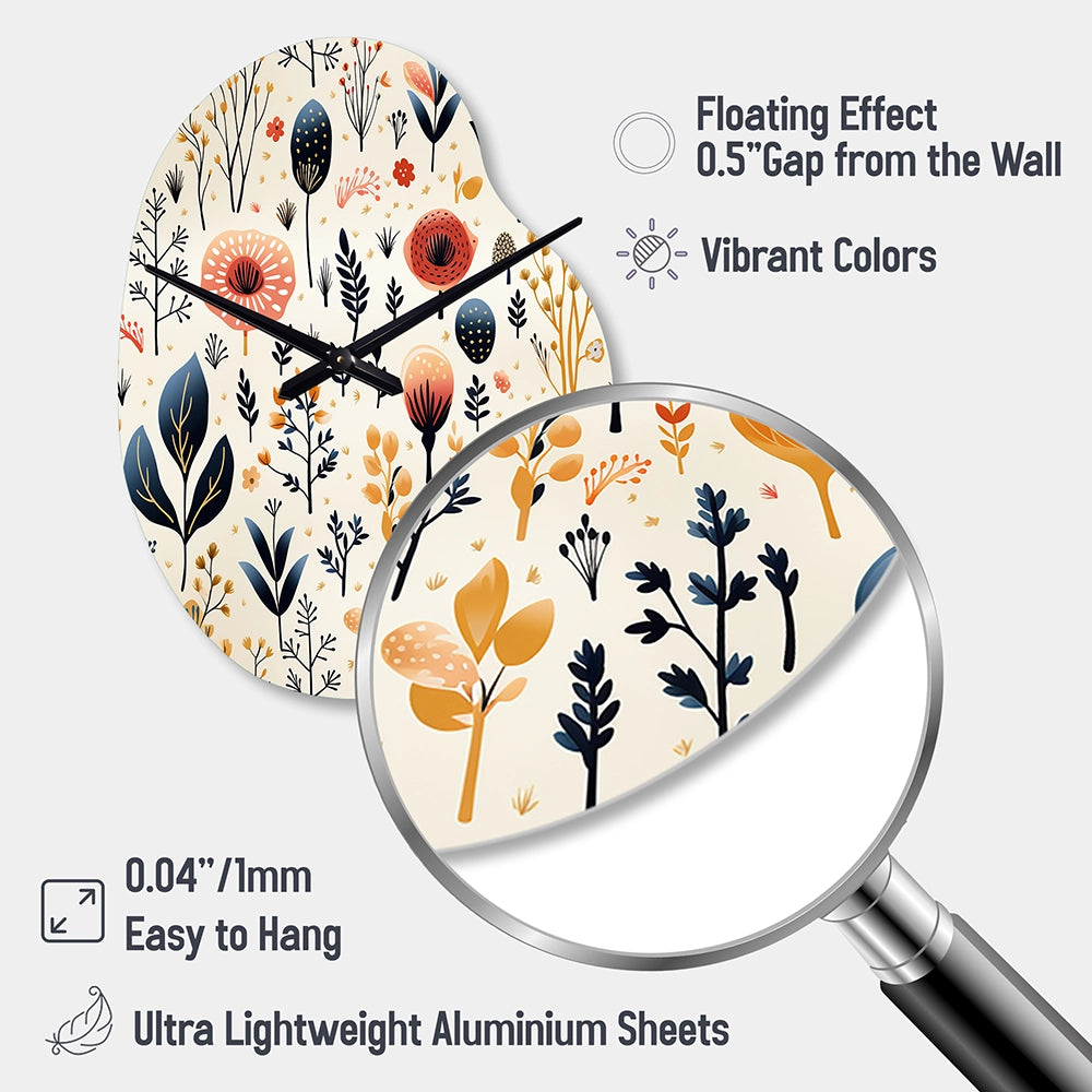 Love In The Wild Coral And Beige Flower - Asymmetric Metal Wall Clock