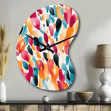 Pink And Blue Vibrant Abstract Wilderness - Asymmetric Metal Wall Clock