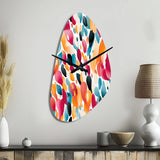 Pink And Blue Vibrant Abstract Wilderness - Asymmetric Metal Wall Clock