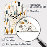 Minimalism Beige Ferns  Pattern - Asymmetric Metal Wall Clock
