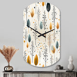 Minimalism Beige Ferns  Pattern - Asymmetric Metal Wall Clock
