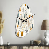 Minimalism Beige Ferns  Pattern - Asymmetric Metal Wall Clock