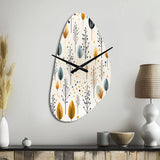 Minimalism Beige Ferns  Pattern - Asymmetric Metal Wall Clock