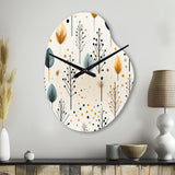 Minimalism Beige Ferns  Pattern - Asymmetric Metal Wall Clock