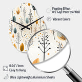 Minimalism Beige Ferns  Pattern - Asymmetric Metal Wall Clock