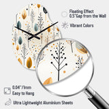 Minimalism Beige Ferns  Pattern - Asymmetric Metal Wall Clock