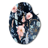 Ethereal Dreamcatchers Boho Pattern - Asymmetric Metal Wall Clock