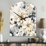 Ethereal Blue And White Chrysanthemum Boho Pattern - Asymmetric Metal Wall Clock