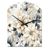 Ethereal Blue And White Chrysanthemum Boho Pattern - Asymmetric Metal Wall Clock
