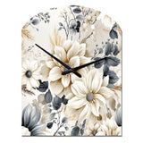 Ethereal Blue And White Chrysanthemum Boho Pattern - Asymmetric Metal Wall Clock