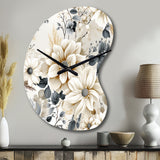 Ethereal Blue And White Chrysanthemum Boho Pattern - Asymmetric Metal Wall Clock