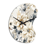 Ethereal Blue And White Chrysanthemum Boho Pattern - Asymmetric Metal Wall Clock