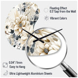 Ethereal Blue And White Chrysanthemum Boho Pattern - Asymmetric Metal Wall Clock