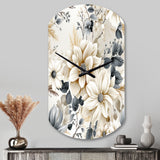 Ethereal Blue And White Chrysanthemum Boho Pattern - Asymmetric Metal Wall Clock