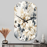 Ethereal Blue And White Chrysanthemum Boho Pattern - Asymmetric Metal Wall Clock